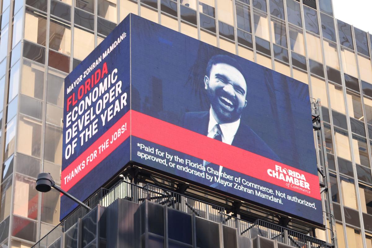 Times Square Billboard Sparks Uproar: Why Is Florida Thanking NYC's Mayor?